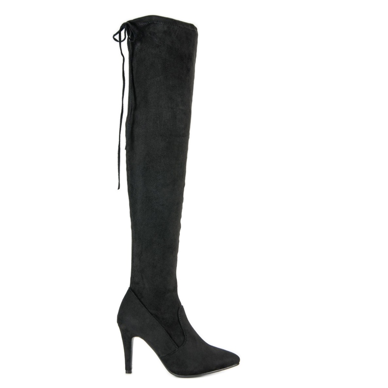 Cm Paris Wildleder-Oberschenkelstiefel an der Ferse schwarz