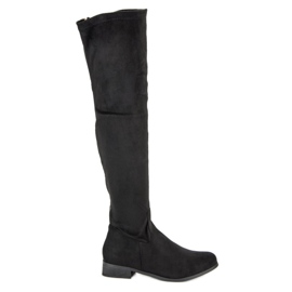 Cm Paris Klassische Overknee-Stiefel aus Wildleder schwarz