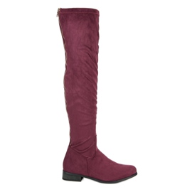 Cm Paris Klassische Overknee-Stiefel aus Wildleder mehrfarbig rot