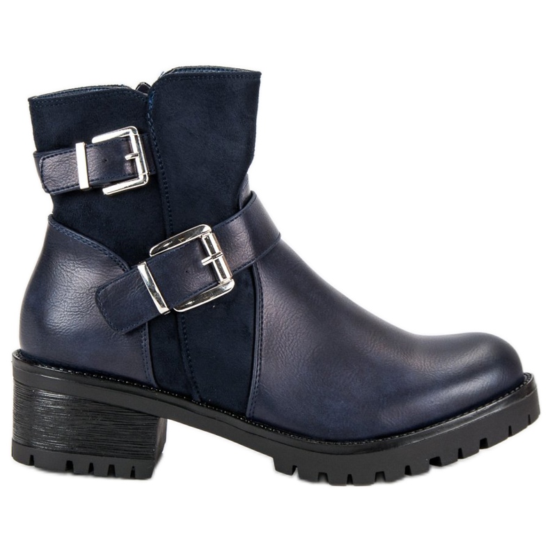 Ideal Shoes Marineblaue Stiefel auf der Plattform