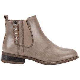 Kayla Beige Stiefel auf flachem Absatz