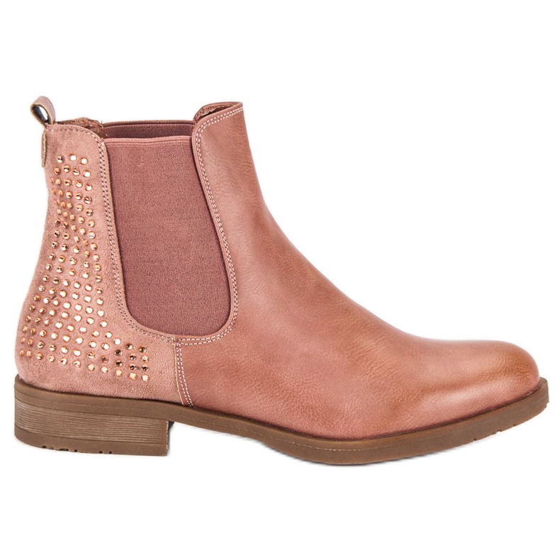 Super Me Chelsea-Boots mit Kristallen rosa