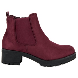 Ideal Shoes Kastanienbraune Chelsea-Boots mit hohen Absätzen rot