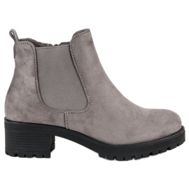 Ideal Shoes Graue Chelsea-Boots auf flachem Absatz