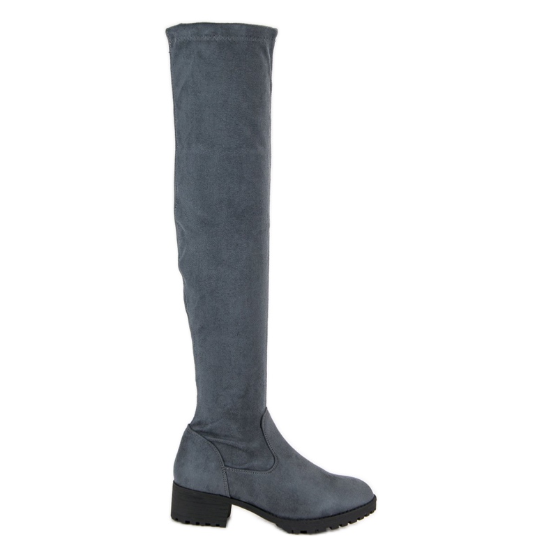 Queentina Overknee-Stiefel aus Wildleder grau