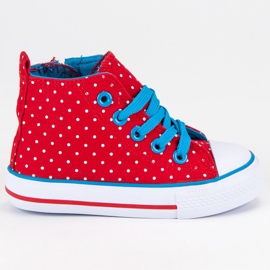 Hohe Polka Dot Turnschuhe rot
