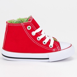 Hohe rote Turnschuhe