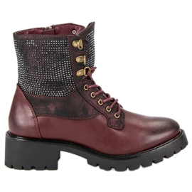 Ideal Shoes Geschnürte Arbeiter auf der Plattform mehrfarbig rot