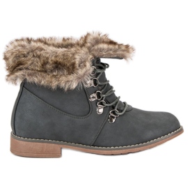 Queentina Stiefel mit Fell grau