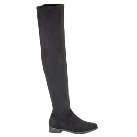 SDS Overknee-Stiefel aus Wildleder schwarz