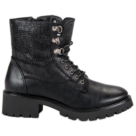 Ideal Shoes Geschnürte Arbeiter auf der Plattform schwarz