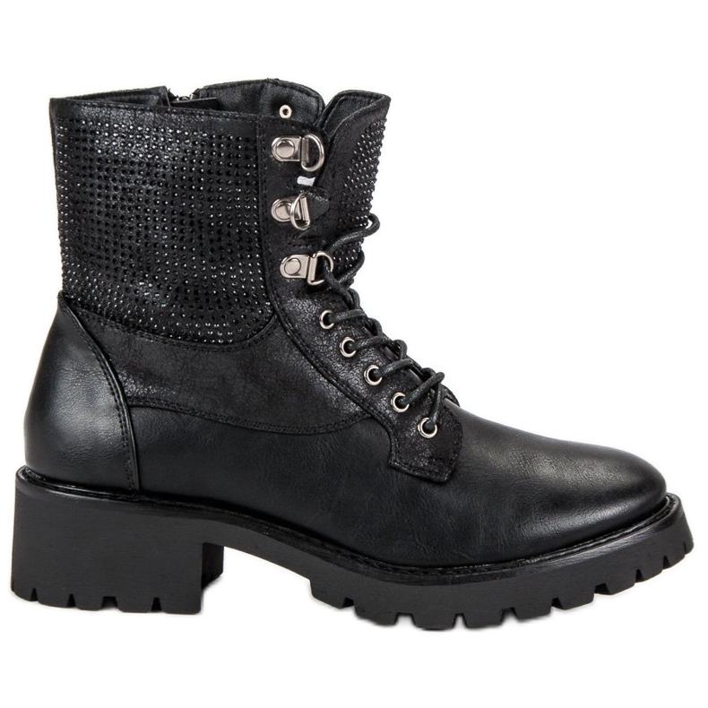 Ideal Shoes Geschnürte Arbeiter auf der Plattform schwarz