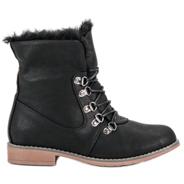 Queentina Stiefel mit Fell schwarz