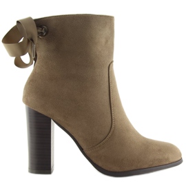 Braune Stiefel mit hohen Absätzen 1331 Khaki beige