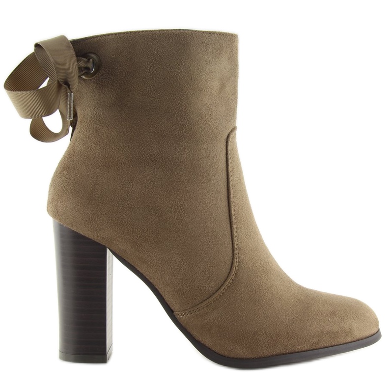 Braune Stiefel mit hohen Absätzen 1331 Khaki beige