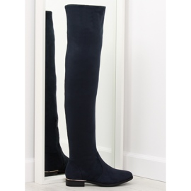 Marineblaue Overknee-Stiefel für Damen 7570-PG