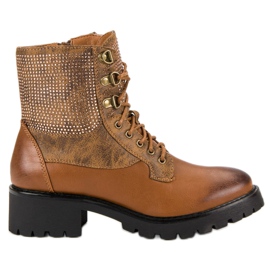 Ideal Shoes Geschnürte Arbeiter auf der Plattform braun