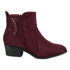 Nio Nio Burgunder Stiefel mit Kristallen rot