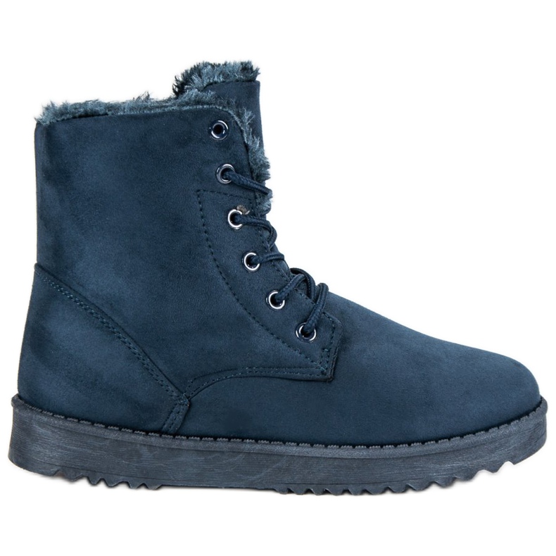 Forever Folie Warme Wildlederstiefel blau