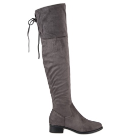 Queen Vivi Overknee-Stiefel aus Wildleder grau