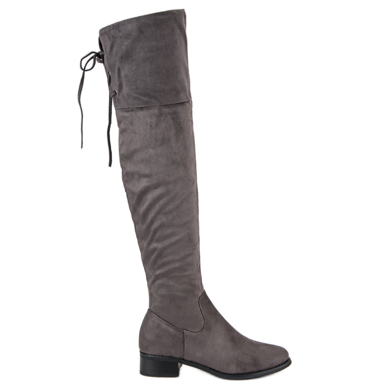 Queen Vivi Overknee-Stiefel aus Wildleder grau