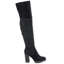 Super Mode Plateaustiefel aus Wildleder schwarz