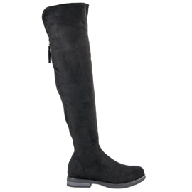 Overknee-Stiefel mit dekorativem Reißverschluss schwarz