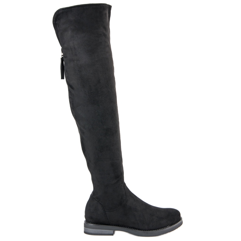 Overknee-Stiefel mit dekorativem Reißverschluss schwarz