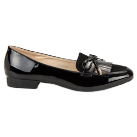 Lackierte Loafer mit Schleife schwarz