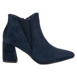 Belle Women Wildleder Booties auf einer Bar blau