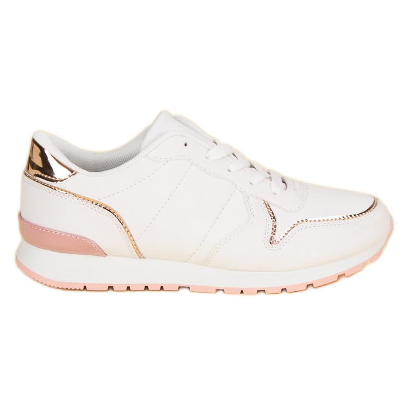 Weiße Sportschuhe gelb rosa