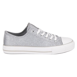 Glitzer-Turnschuhe grau