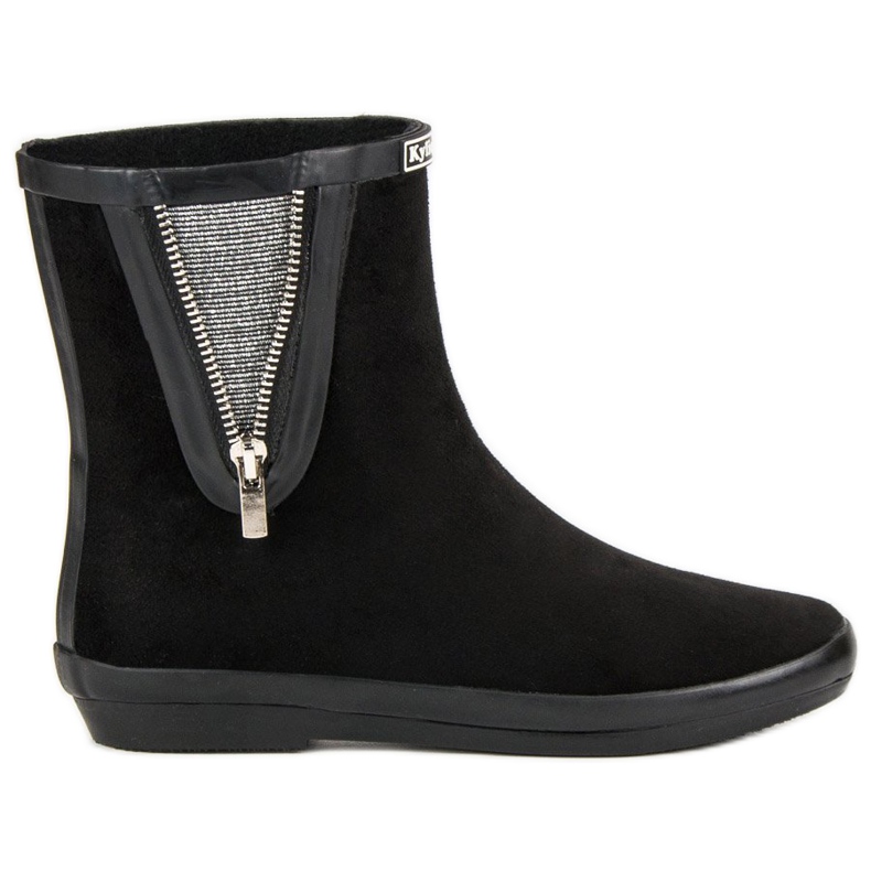 Kylie Galoschen aus Wildleder mit dekorativem Reißverschluss schwarz