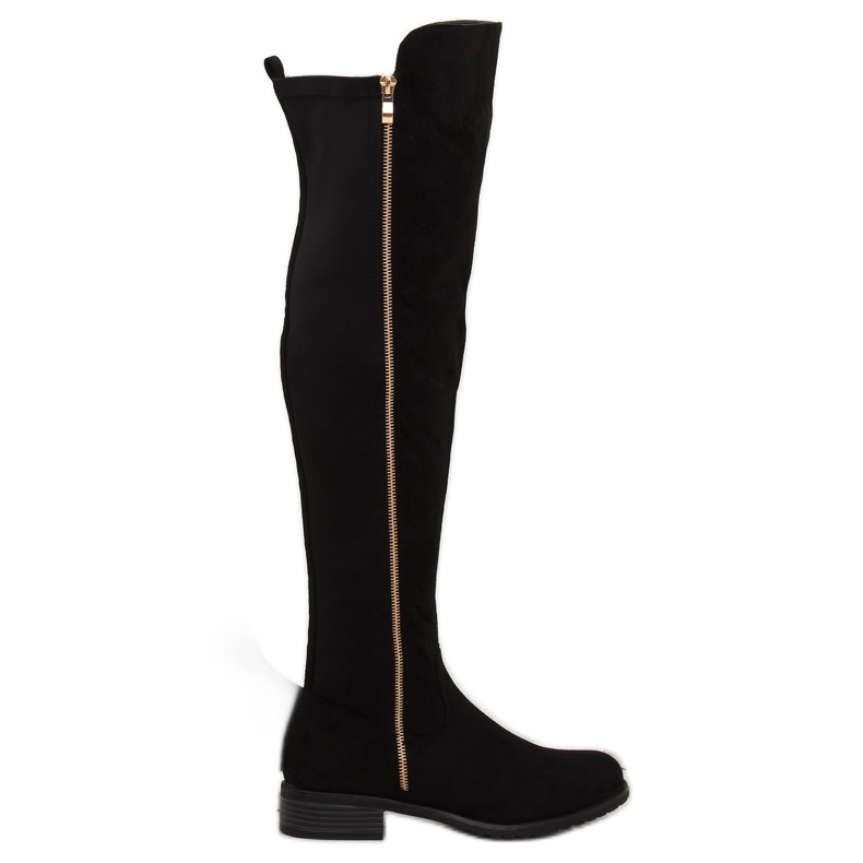 Overknee-Stiefel mit flexiblem Obermaterial schwarz DA01P Black