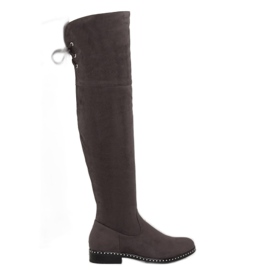 Grau Overknee-Stiefel für Damen 7538-PG Grau
