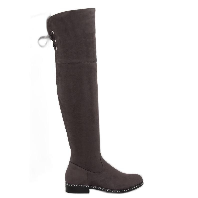 Grau Overknee-Stiefel für Damen 7538-PG Grau