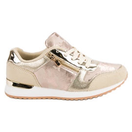 Sportschuhe mit dekorativem Reißverschluss gelb rosa