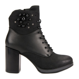 Vinceza Schnürstiefeletten an einem Pfosten schwarz