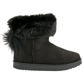 Schwarze Schneestiefel mit Fell