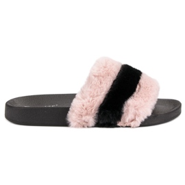 Seastar Hausschuhe mit Fell rosa