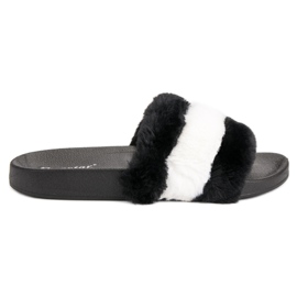 Seastar Hausschuhe mit Fell schwarz