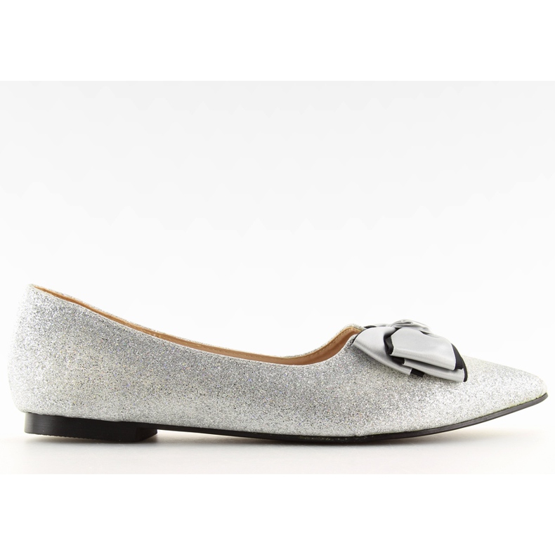 Glänzende silberne Ballerinas LT101 Silber II-GAT grau