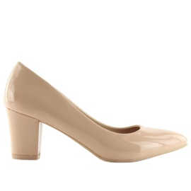 Schuhe mit weiten Absätzen beige B-58 Beige