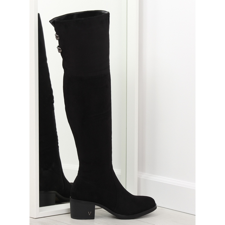 Schwarze Stiefel mit hohen Absätzen BH131-HB Schwarz