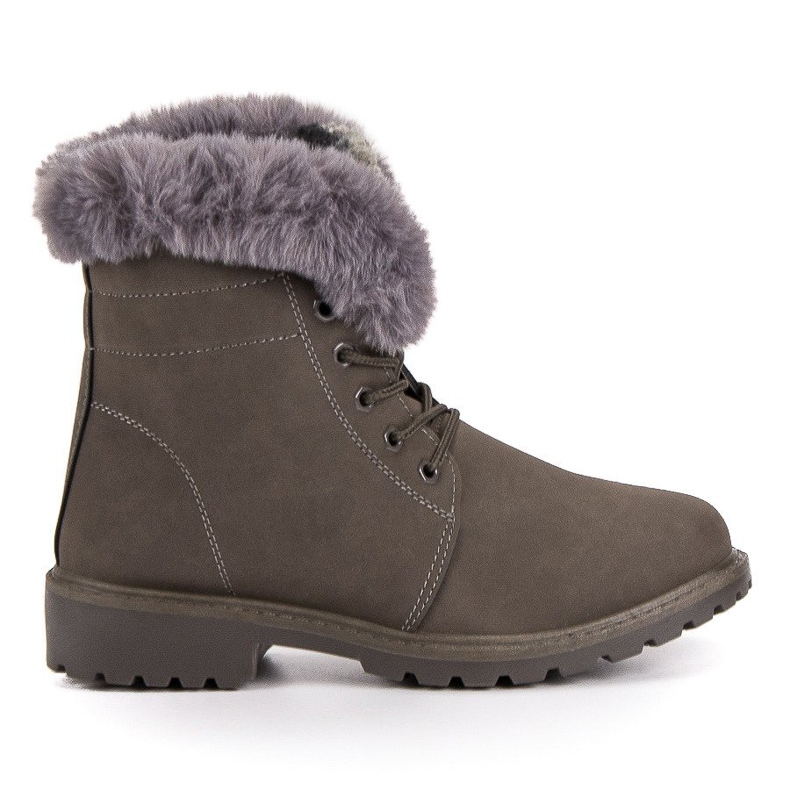 Dunkelgraue Trapper mit Fell