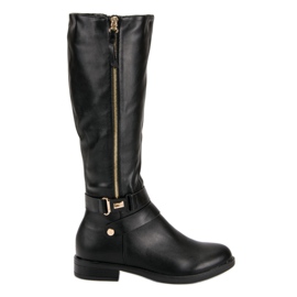 Super Me Schwarze Stiefel mit Reißverschluss