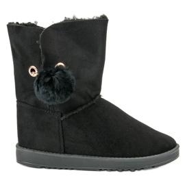Mukluki mit Schaffell schwarz