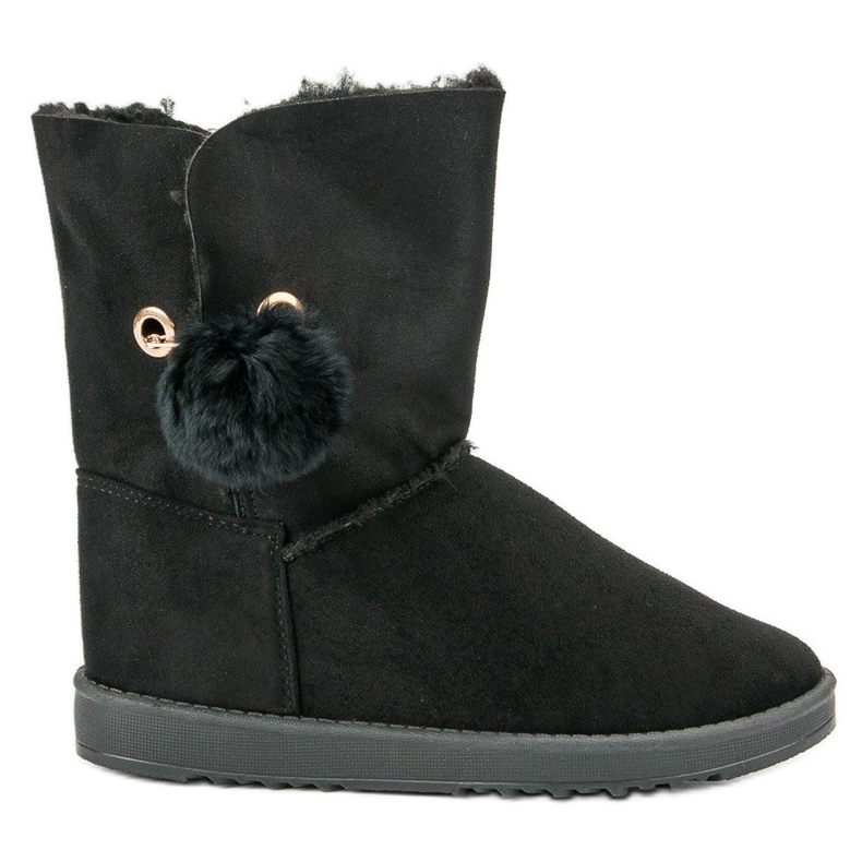 Mukluki mit Schaffell schwarz