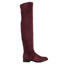 Super Me Overknee-Stiefel mit flachem Absatz rot
