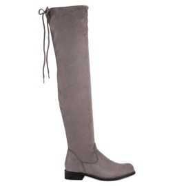 Super Me Modische Overknee-Stiefel grau